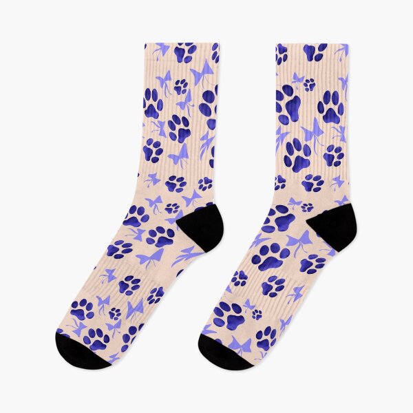 Item preview, Blue paw Prints  with Bows seamless pattern  designed and sold by RuwaDesignArt.