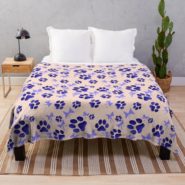 Item preview, Blue paw Prints with Bows seamless pattern designed and sold by RuwaDesignArt.