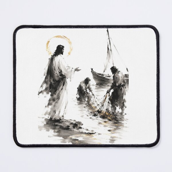 Item preview, Jesus Christ Calling of the First Disciples Ink Wash Art designed and sold by Phos Creatives.