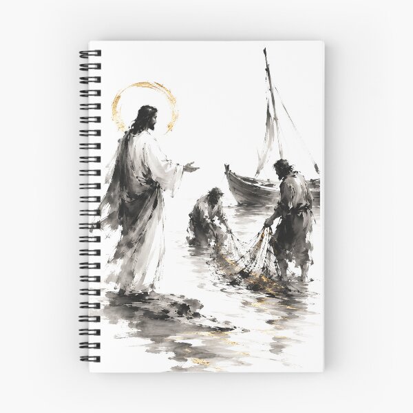Item preview, Jesus Christ Calling of the First Disciples Ink Wash Art designed and sold by Phos Creatives.