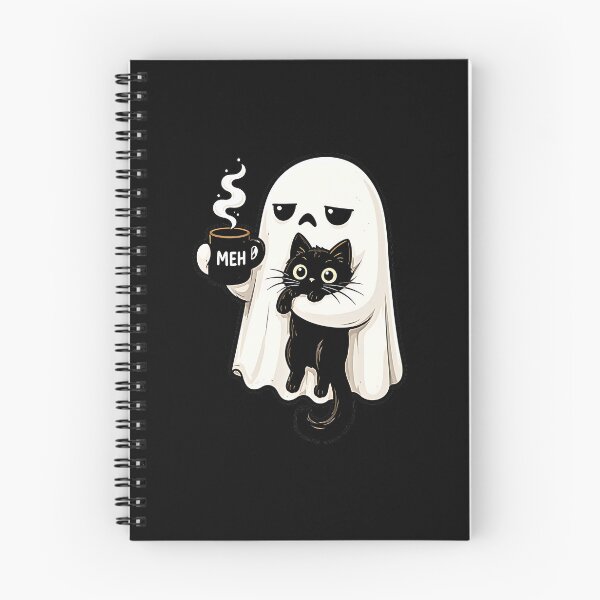 Item preview, Cute Spooky Ghost Holding Black Cat and Meh Coffee Mug  designed and sold by Rahamkshop.