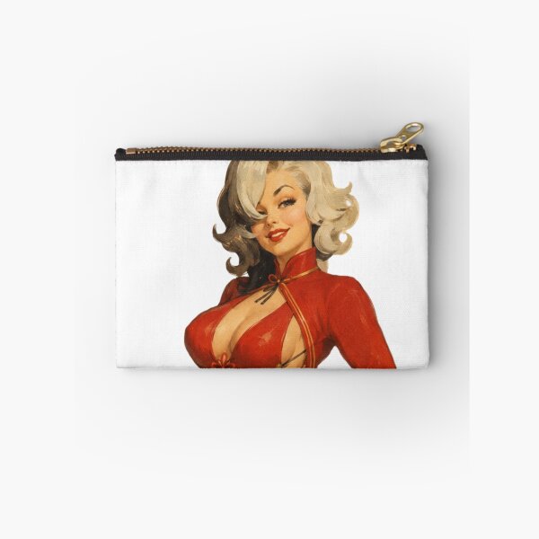 Item preview, Femme Fatale Pin-Up | Original Vintage Glamour Illustration in Red Dress designed and sold by Cosplayvintage.
