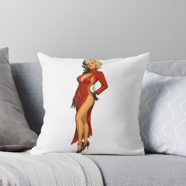 Item preview, Femme Fatale Pin-Up | Original Vintage Glamour Illustration in Red Dress designed and sold by Cosplayvintage.