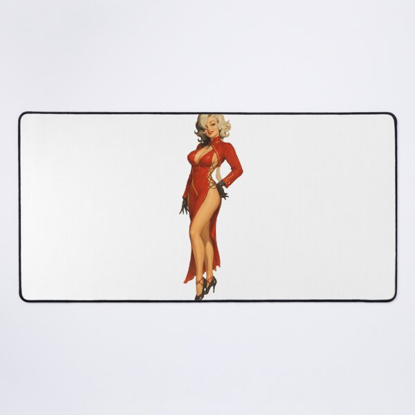 Item preview, Femme Fatale Pin-Up | Original Vintage Glamour Illustration in Red Dress designed and sold by Cosplayvintage.