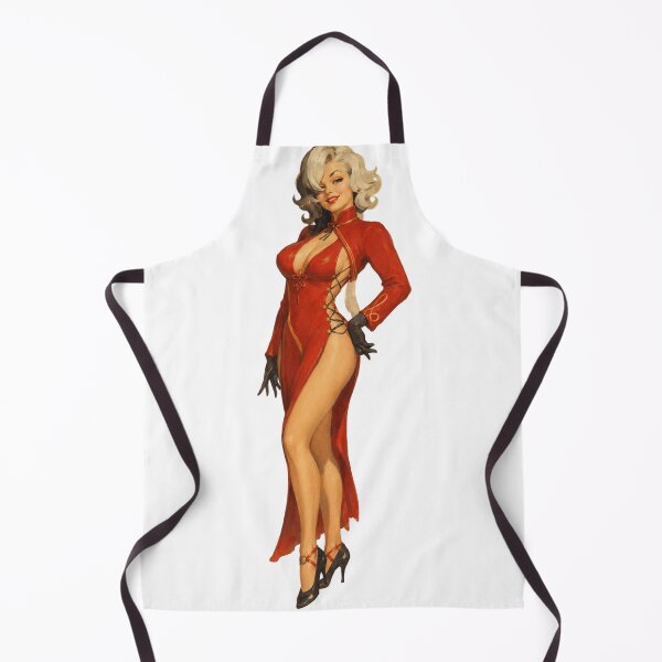 Item preview, Femme Fatale Pin-Up | Original Vintage Glamour Illustration in Red Dress designed and sold by Cosplayvintage.
