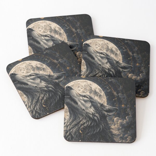 Item preview, Majestic Howling Wolf | Gothic Celestial Art designed and sold by HollowOakPrints.