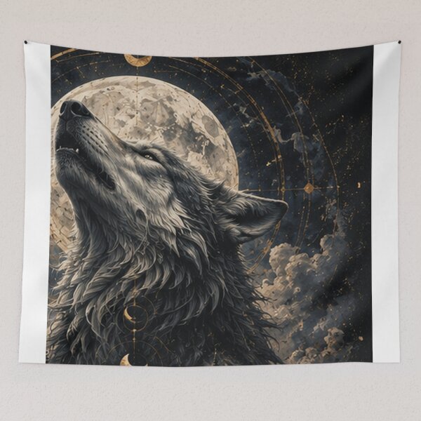 Item preview, Majestic Howling Wolf | Gothic Celestial Art designed and sold by HollowOakPrints.