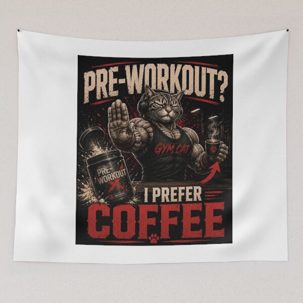 Item preview, Pre-Workout I Prefer Coffee Funny Gym Cat Vintage Fitness Gift designed and sold by Digistore1221.