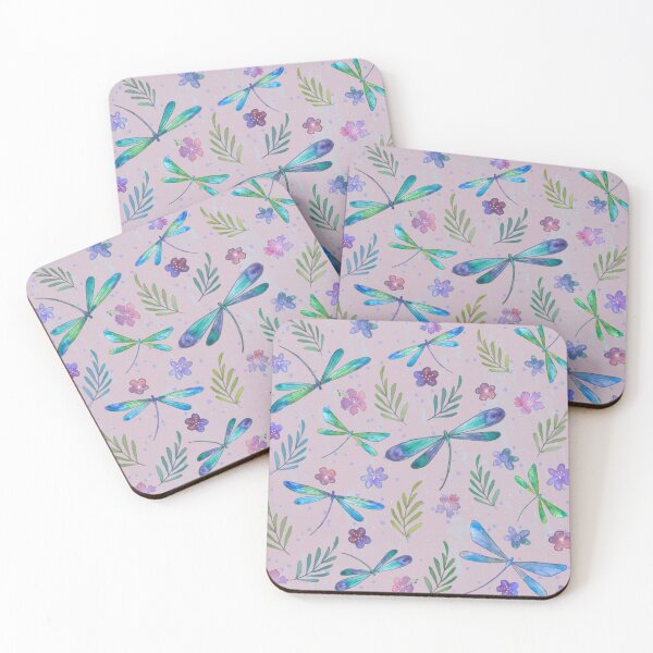 Item preview, Watercolor Flying Dragonflies Pink  designed and sold by Sukilopi.
