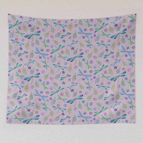 Item preview, Watercolor Flying Dragonflies Pink  designed and sold by Sukilopi.
