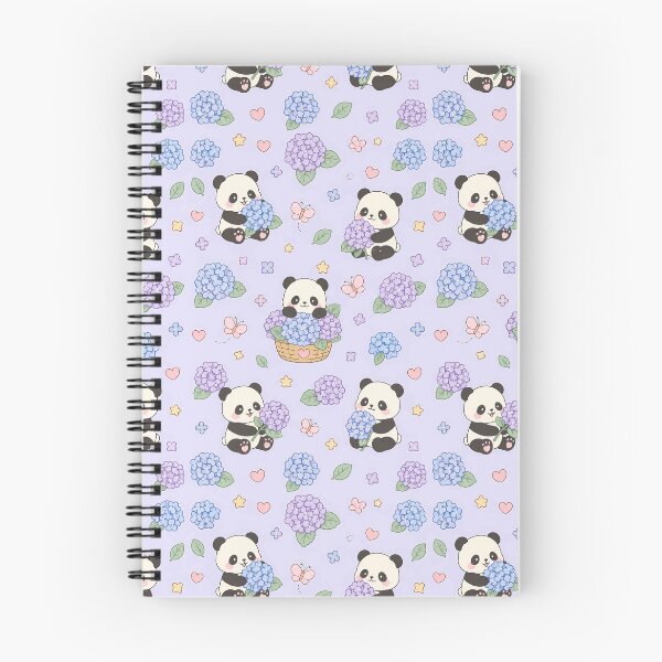 Item preview, Panda Hydrangea Garden Pattern designed and sold by Soft Berry Studio.