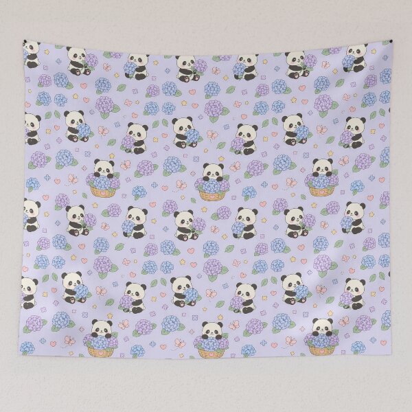 Item preview, Panda Hydrangea Garden Pattern designed and sold by Soft Berry Studio.