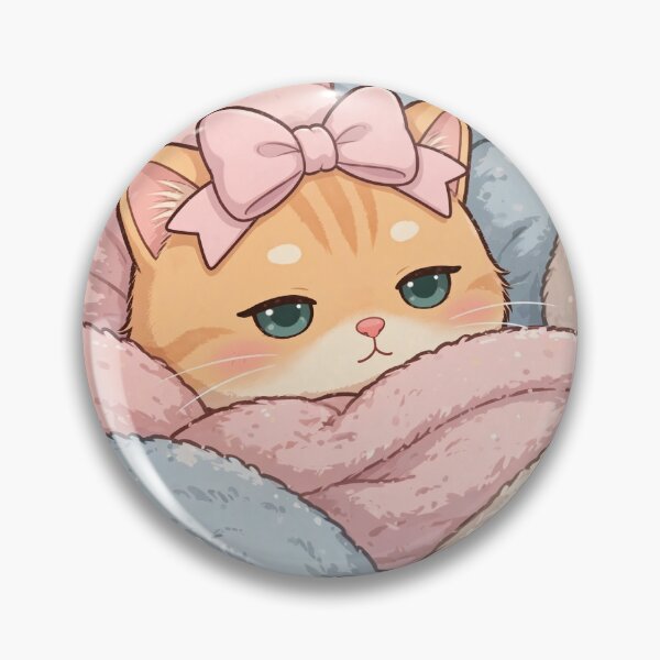 Item preview, Sleepy Ginger Cat Wrapped in Cozy Pastel Blankets | Cute Kawaii Kitty designed and sold by Moody Vibes Studio.