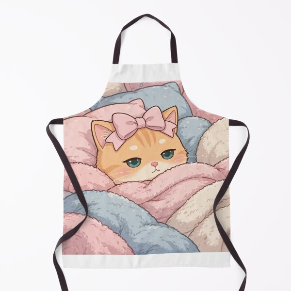 Item preview, Sleepy Ginger Cat Wrapped in Cozy Pastel Blankets | Cute Kawaii Kitty designed and sold by Moody Vibes Studio.