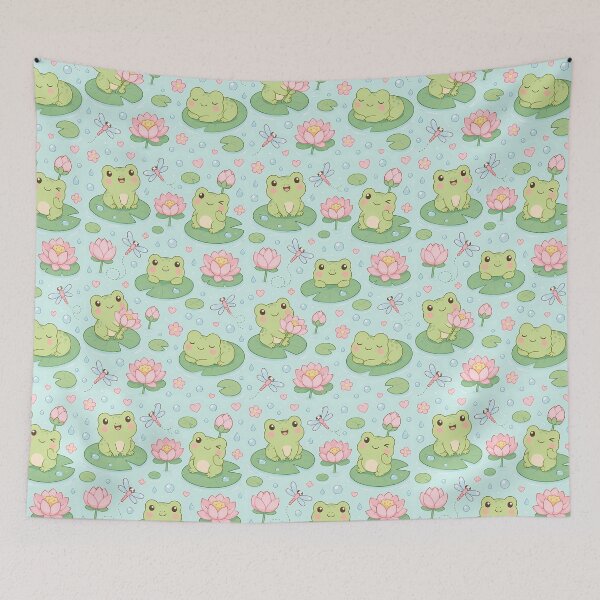 Item preview, Frog Lily Flower Pond Pattern designed and sold by Soft Berry Studio.