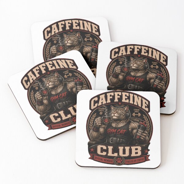 Item preview, Caffeine Club Official Member Funny Gym Cat Coffee Vintage Gift designed and sold by Digistore1221.