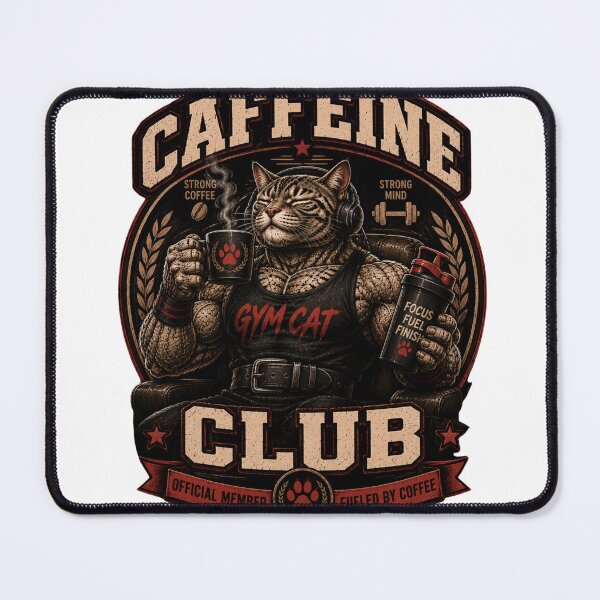 Item preview, Caffeine Club Official Member Funny Gym Cat Coffee Vintage Gift designed and sold by Digistore1221.