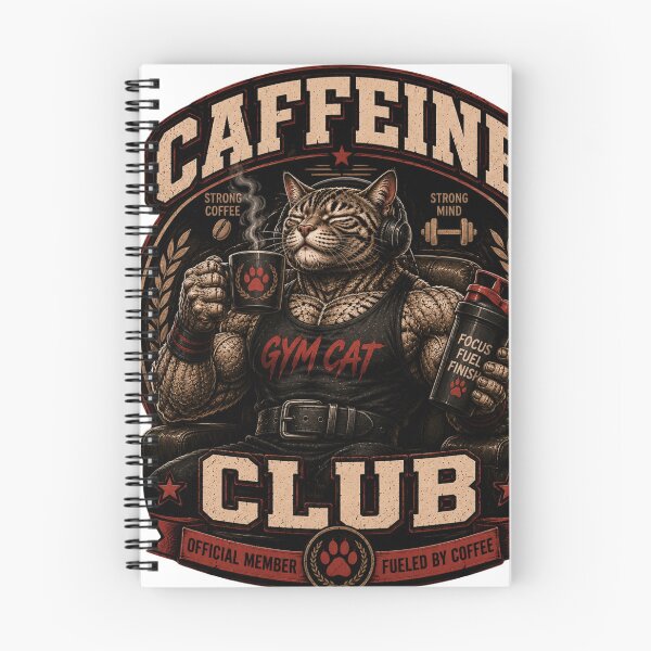 Item preview, Caffeine Club Official Member Funny Gym Cat Coffee Vintage Gift designed and sold by Digistore1221.