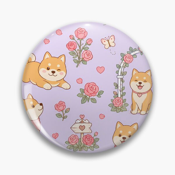 Item preview, Shiba Inu Rose Garden Pattern designed and sold by Soft Berry Studio.