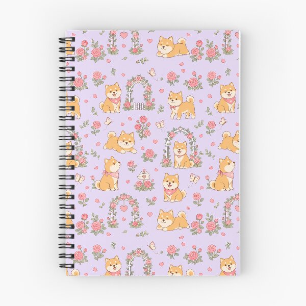 Item preview, Shiba Inu Rose Garden Pattern designed and sold by Soft Berry Studio.