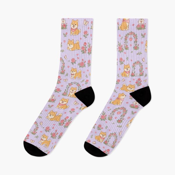 Item preview, Shiba Inu Rose Garden Pattern designed and sold by Soft Berry Studio.