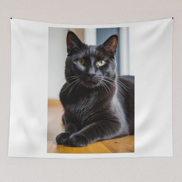 Item preview, Animals - Black Cat with Golden Eyes, Elegant Feline Portrait designed and sold by World-Pets.