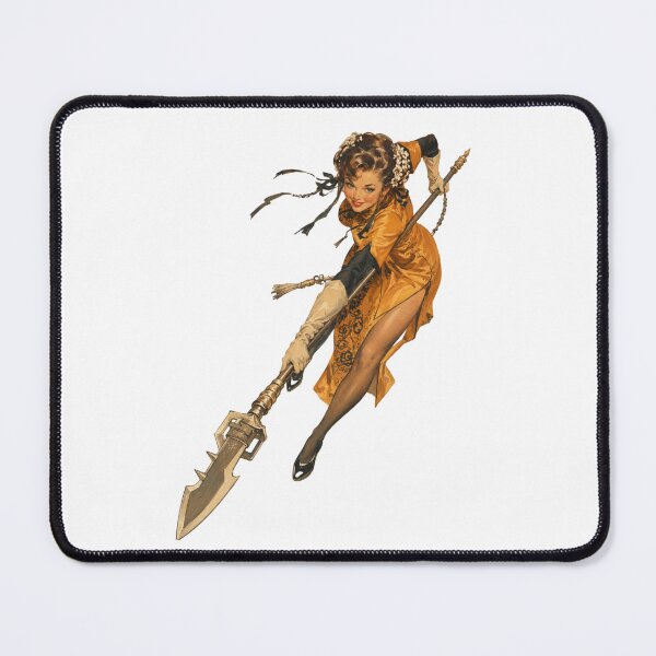 Item preview, Fantasy Spear Warrior Pin-Up | Original Vintage Heroine Illustration designed and sold by Cosplayvintage.