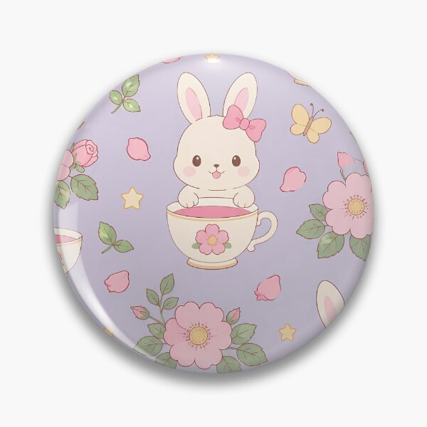 Item preview, Bunny Wild Rose Tea Pattern designed and sold by Soft Berry Studio.