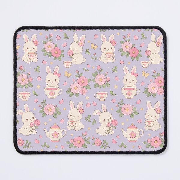 Item preview, Bunny Wild Rose Tea Pattern designed and sold by Soft Berry Studio.