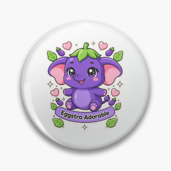 Item preview, Eggstra Adorable Kawaii Eggplant Elephant T-Shirt – Cute Pun Animal Gift for Kawaii Lovers, Foodies & Cozy Girls designed and sold by GemBob Creations.