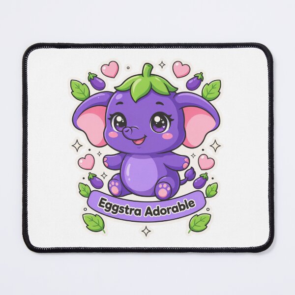 Item preview, Eggstra Adorable Kawaii Eggplant Elephant T-Shirt – Cute Pun Animal Gift for Kawaii Lovers, Foodies & Cozy Girls designed and sold by GemBob Creations.