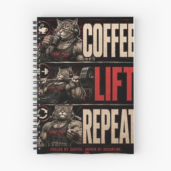 Item preview, Coffee Lift Repeat Funny Gym Cat Vintage Fitness Routine Gift designed and sold by Digistore1221.
