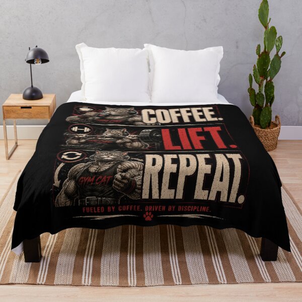 Item preview, Coffee Lift Repeat Funny Gym Cat Vintage Fitness Routine Gift designed and sold by Digistore1221.