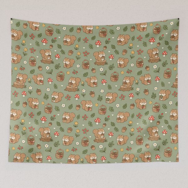 Item preview, Cute Squirrel Woodland Pattern designed and sold by Soft Berry Studio.