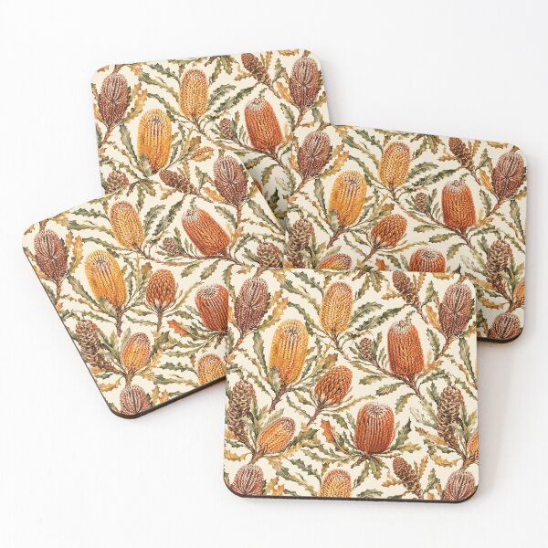 Item preview, Banksia Wild Australian Watercolor Seamless Floral Pattern designed and sold by Inkworksbyshery.
