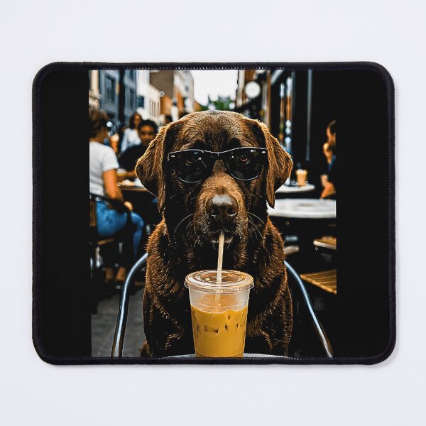Item preview, Funny Dog Cafe , Cool Labrador with Sunglasses Drinking Iced Coffee designed and sold by Rahamkshop.