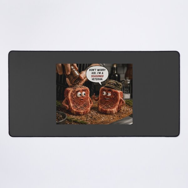 Item preview, Seasoned Veteran Funny Steak Pun designed and sold by Hornace88studio.