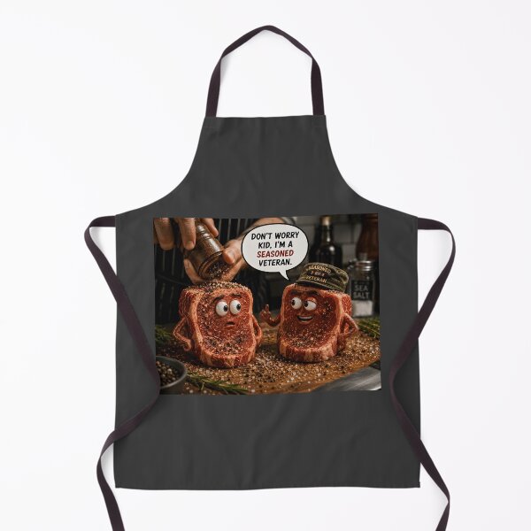Item preview, Seasoned Veteran Funny Steak Pun designed and sold by Hornace88studio.