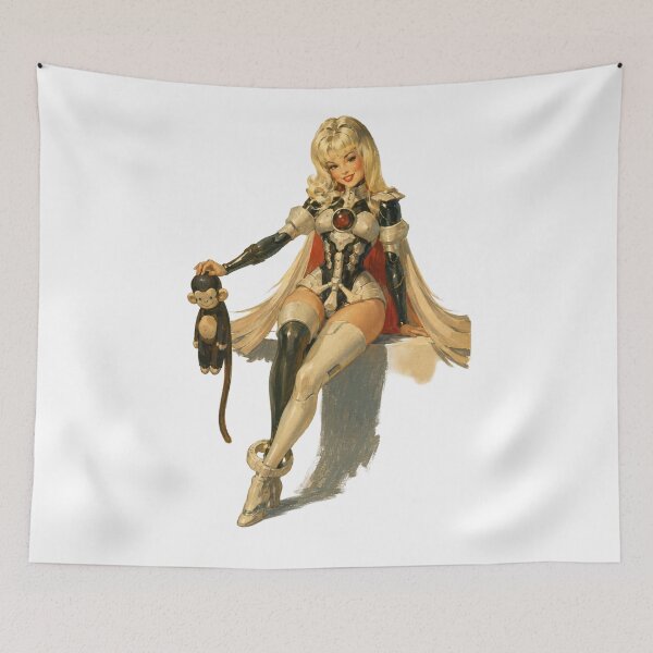 Item preview, Retro Sci-Fi Heroine Pin-Up | Original Futuristic Warrior Illustration designed and sold by Cosplayvintage.