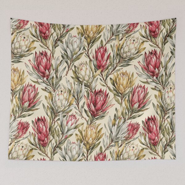 Item preview, Leucadendron Cone Silver Watercolor Seamless Botanical Pattern designed and sold by Inkworksbyshery.