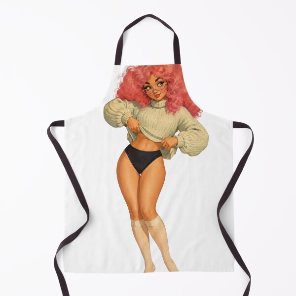 Item preview, Chica pin-up de pelo rosa rizado | Ilustración retro acogedora original designed and sold by Cosplayvintage.