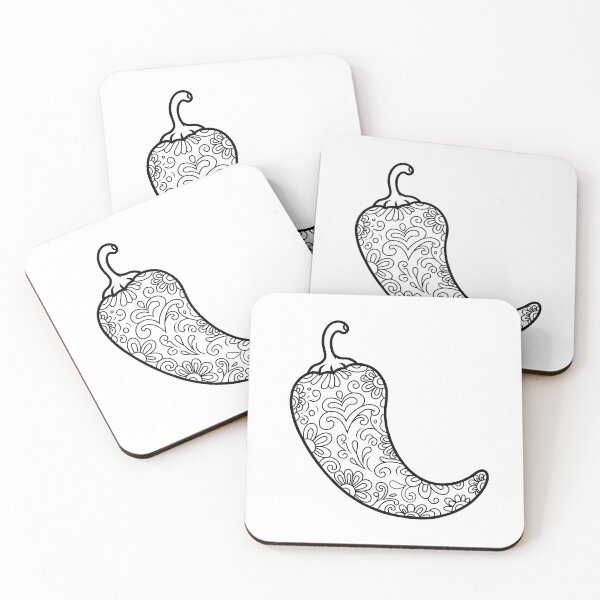 Item preview, Floral Chili Pepper Line Art designed and sold by ArtPer-design.