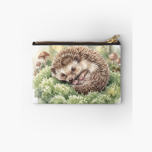 Item preview, Realistic Watercolor Hedgehog Napping in Secret Forest Moss designed and sold by 0Zetgest.