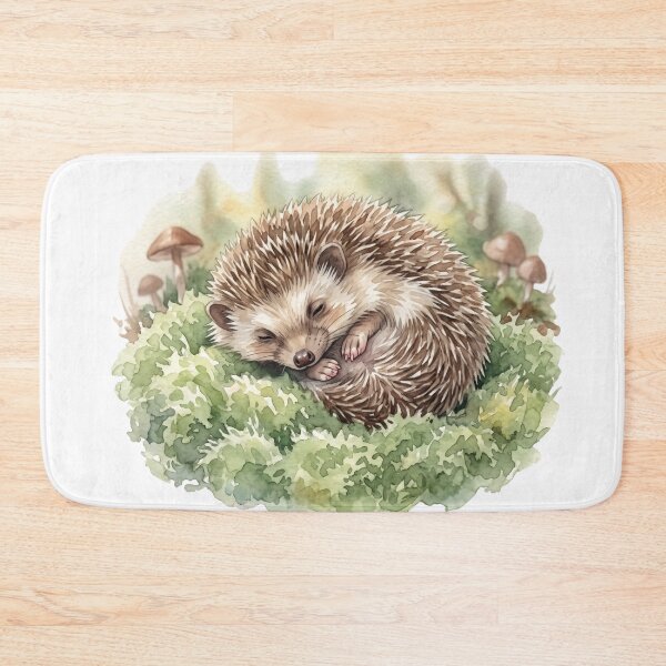 Item preview, Realistic Watercolor Hedgehog Napping in Secret Forest Moss designed and sold by 0Zetgest.