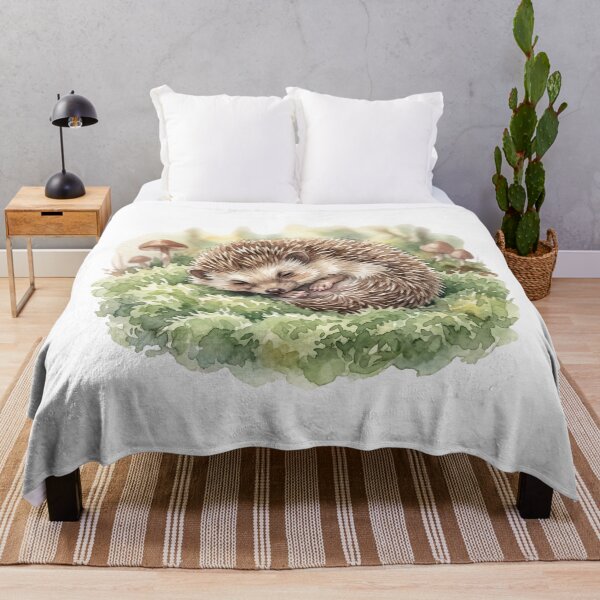 Item preview, Realistic Watercolor Hedgehog Napping in Secret Forest Moss designed and sold by 0Zetgest.