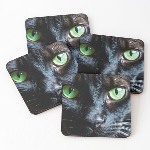 Item preview, Animals - Black Cat with Green Eyes, Hypnotic and Intense Portrait designed and sold by World-Pets.