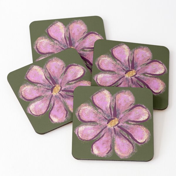 Item preview, Pink Abstract Flower Floral Art in Green Purple Print designed and sold by Chatula Print Studio.