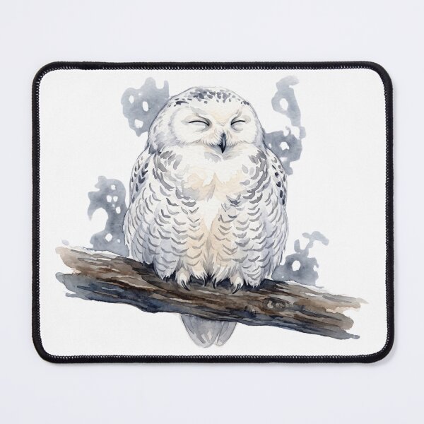 Item preview, Fluffed-Up Winter Owl Cozy Nap on Branch Watercolor designed and sold by 0Zetgest.