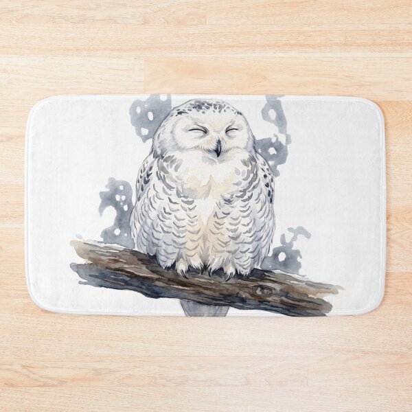 Item preview, Fluffed-Up Winter Owl Cozy Nap on Branch Watercolor designed and sold by 0Zetgest.