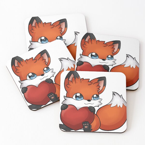 Item preview, Cute Kawaii Fox Holding Heart Cartoon designed and sold by     Sela Art .